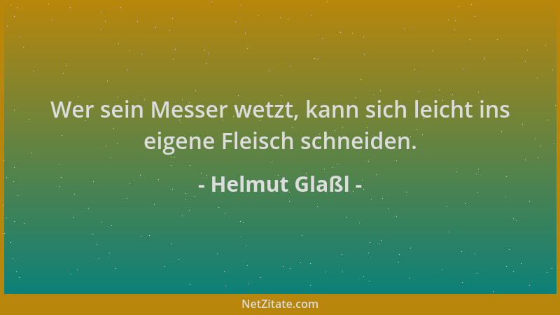 Helmut Glaßl - Wer sein Messer wetzt, kann sich leicht ins eigene Fleisch schneiden....