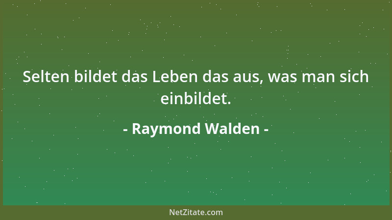 Raymond Walden - Selten bildet das Leben das aus, was man sich einbildet....