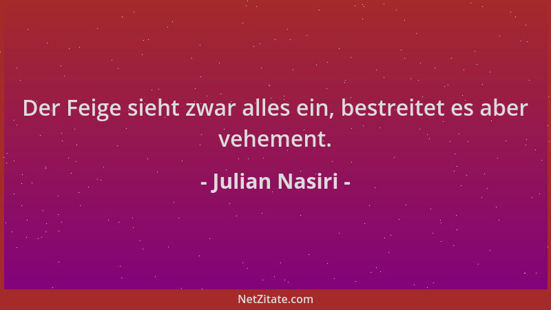 Julian Nasiri - Der Feige sieht zwar alles ein, bestreitet es aber vehement....