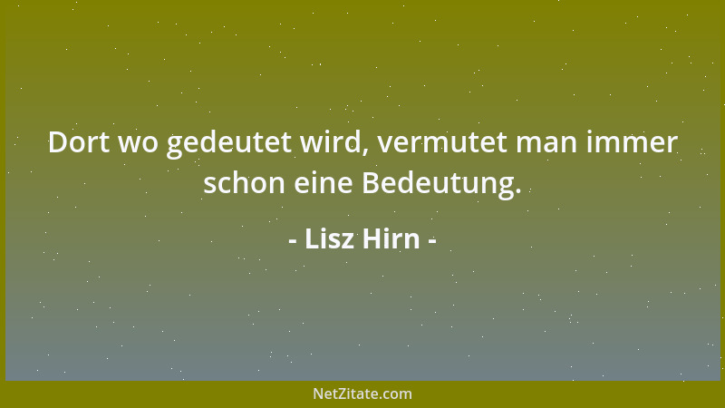 Lisz Hirn - Dort wo gedeutet wird, vermutet man immer schon eine Bedeutung....