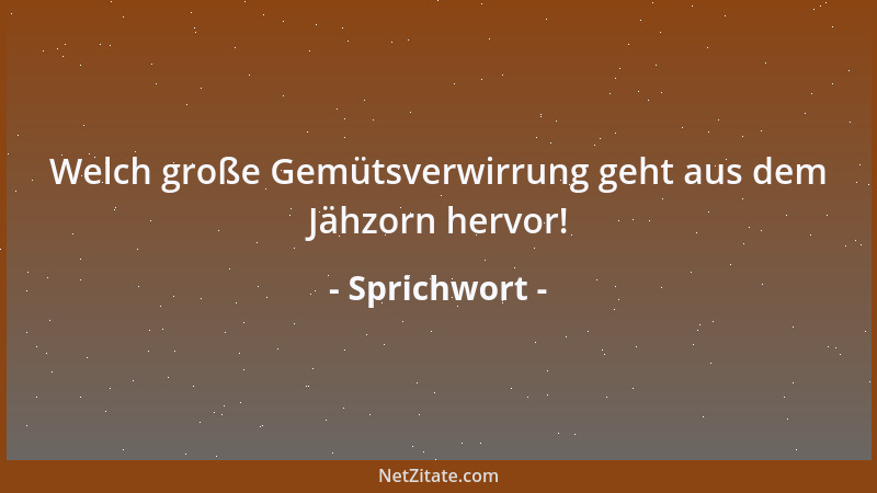 Sprichwort - Welch große Gemütsverwirrung geht aus dem Jähzorn hervor!...