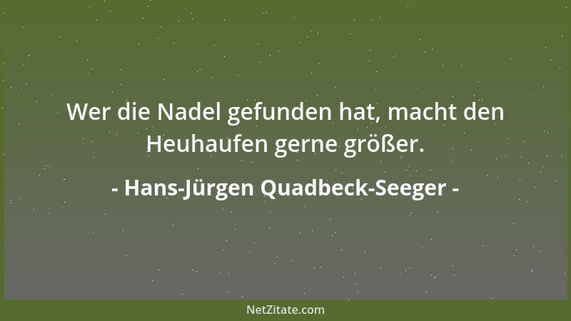 Hans-Jürgen Quadbeck-Seeger - Wer die Nadel gefunden hat, macht den Heuhaufen gerne größer....