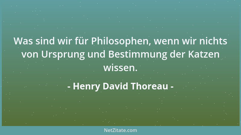 Henry David Thoreau - Was sind wir für Philosophen, wenn wir nichts von Ursprung und Bestimmung der Katzen wissen....