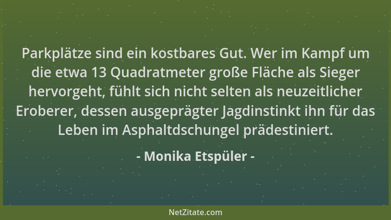Monika Etspüler - Parkplätze sind ein kostbares Gut. Wer im Kampf um die etwa 13 Quadratmeter große Fläche als Sieger hervo...