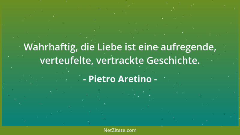 Pietro Aretino - Wahrhaftig, die Liebe ist eine aufregende, verteufelte, vertrackte Geschichte....