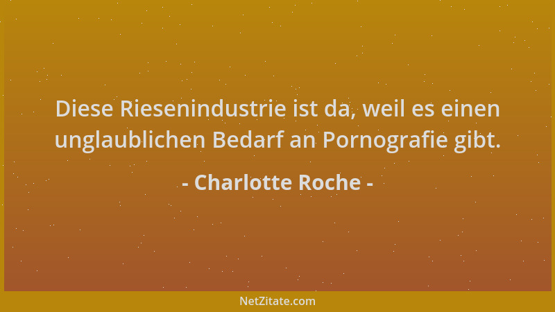 Charlotte Roche - Diese Riesenindustrie ist da, weil es einen unglaublichen Bedarf an Pornografie gibt....