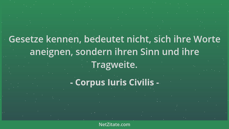 Corpus Iuris Civilis - Gesetze kennen, bedeutet nicht, sich ihre Worte aneignen, sondern ihren Sinn und ihre Tragweite....