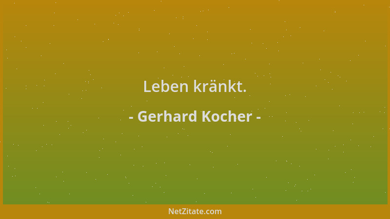 Gerhard Kocher - Leben kränkt....