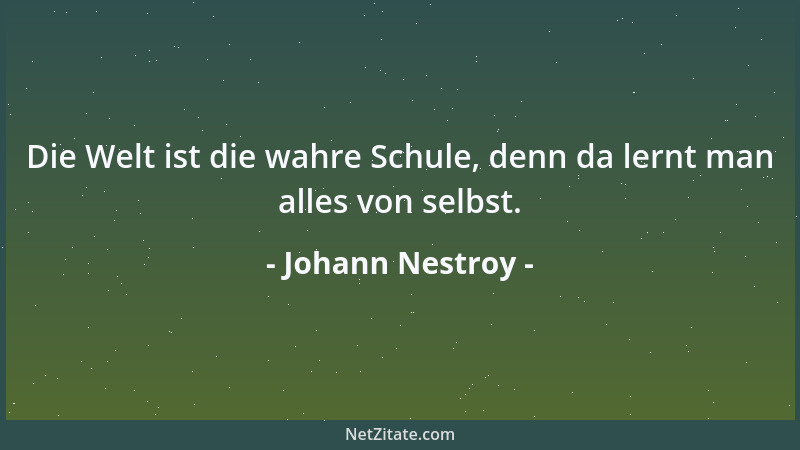 Johann Nestroy - Die Welt ist die wahre Schule, denn da lernt man alles von selbst....