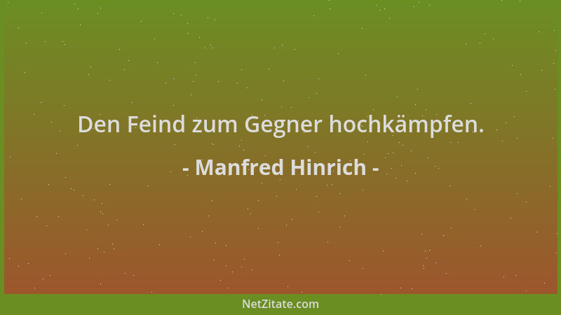 Manfred Hinrich - Den Feind zum Gegner hochkämpfen....