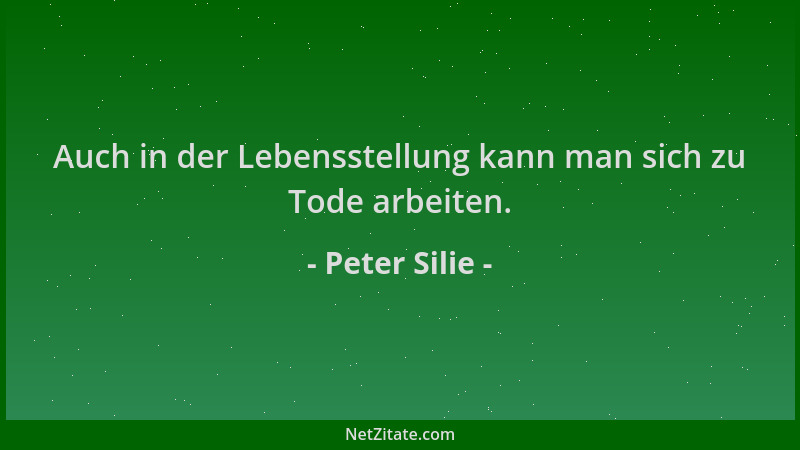 Peter Silie - Auch in der Lebensstellung kann man sich zu Tode arbeiten....