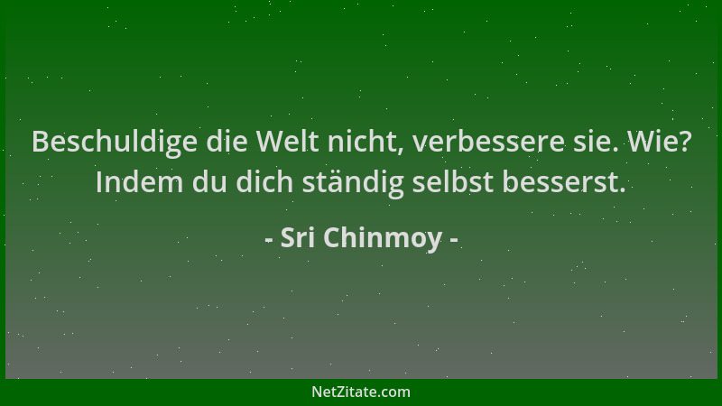Sri Chinmoy - Beschuldige die Welt nicht, verbessere sie. Wie? Indem du dich ständig selbst besserst....