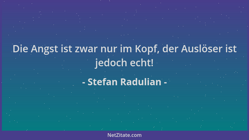 Stefan Radulian - Die Angst ist zwar nur im Kopf, der Auslöser ist jedoch echt!...