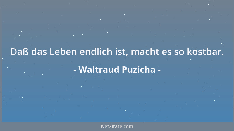 Waltraud Puzicha - Daß das Leben endlich ist, macht es so kostbar....