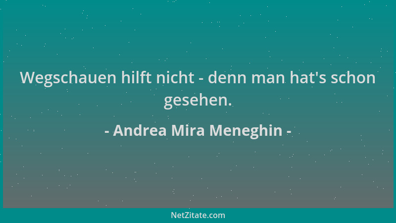 Andrea Mira Meneghin - Wegschauen hilft nicht - denn man hat 's schon gesehen....