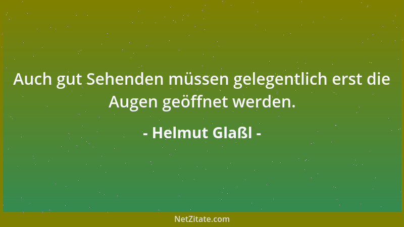 Helmut Glaßl - Auch gut Sehenden müssen gelegentlich erst die Augen geöffnet werden....
