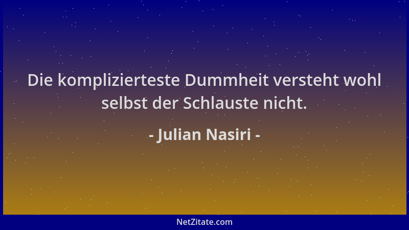 Julian Nasiri - Die komplizierteste Dummheit versteht wohl selbst der Schlauste nicht....