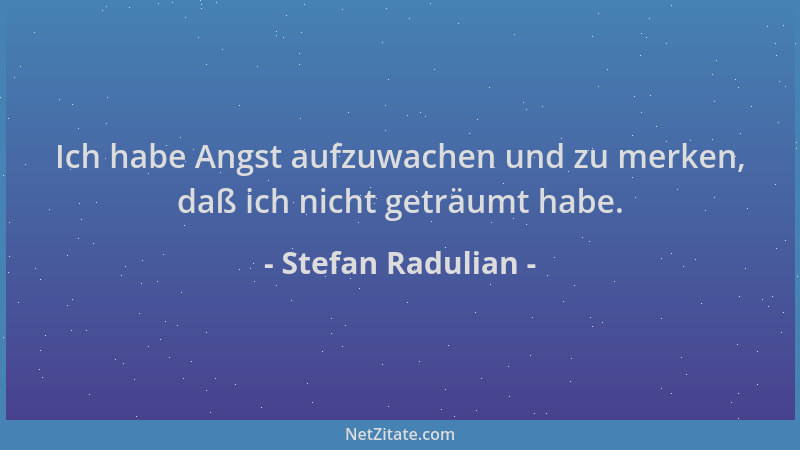 Stefan Radulian - Ich habe Angst aufzuwachen und zu merken, daß ich nicht geträumt habe....