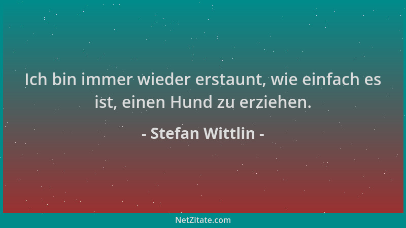 Stefan Wittlin - Ich bin immer wieder erstaunt, wie einfach es ist, einen Hund zu erziehen....