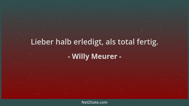 Willy Meurer - Lieber halb erledigt, als total fertig....