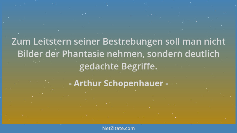 Arthur Schopenhauer - Zum Leitstern seiner Bestrebungen soll man nicht Bilder der Phantasie nehmen, sondern deutlich gedach...