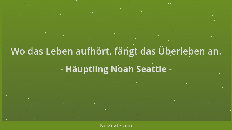 Häuptling Noah Seattle - Wo das Leben aufhört, fängt das Überleben an....