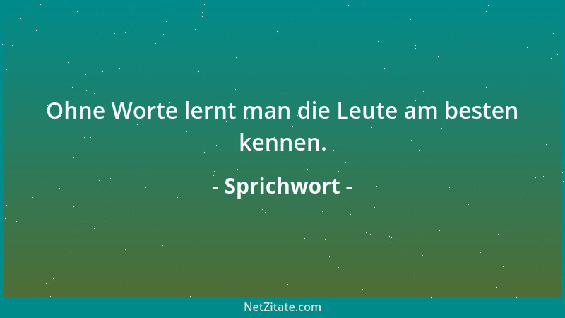 Sprichwort - Ohne Worte lernt man die Leute am besten kennen....