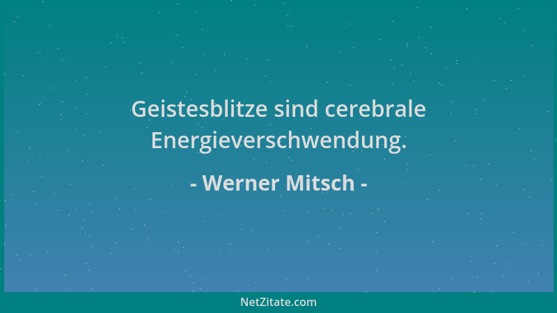 Werner Mitsch - Geistesblitze sind cerebrale Energieverschwendung....