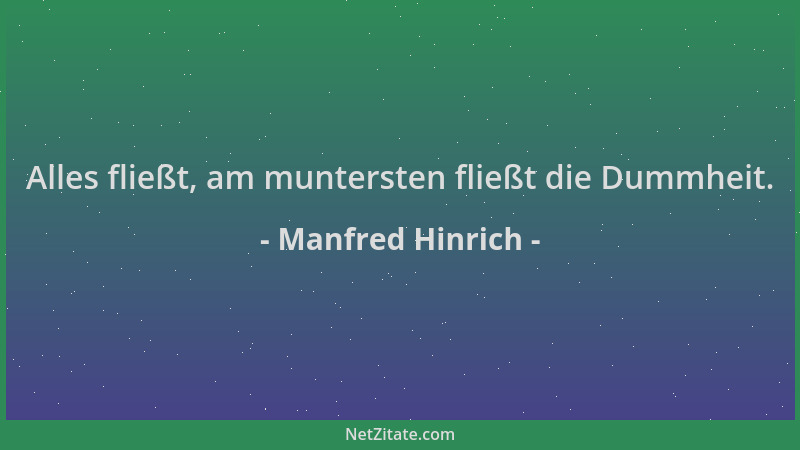 Manfred Hinrich - Alles fließt, am muntersten fließt die Dummheit....