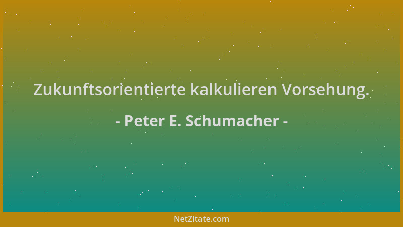 Peter E. Schumacher - Zukunftsorientierte kalkulieren Vorsehung....