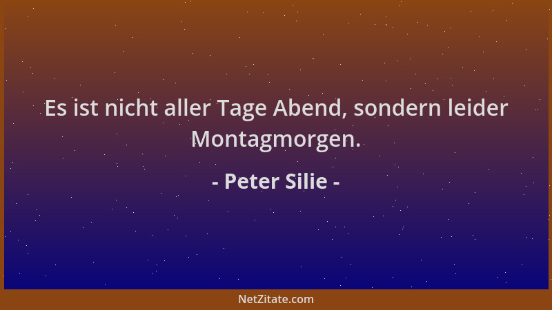 Peter Silie - Es ist nicht aller Tage Abend, sondern leider Montagmorgen....