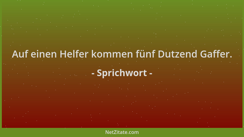 Sprichwort - Auf einen Helfer kommen fünf Dutzend Gaffer....