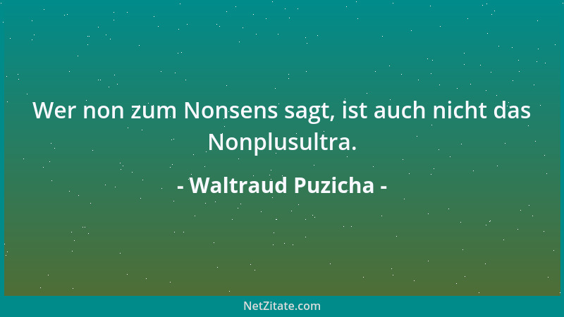 Waltraud Puzicha - Wer non zum Nonsens sagt, ist auch nicht das Nonplusultra....