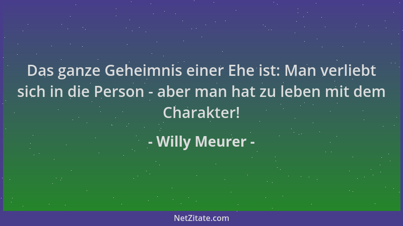 Willy Meurer - Das ganze Geheimnis einer Ehe ist: Man verliebt sich in die Person - aber man hat zu leben mit dem Charakter...