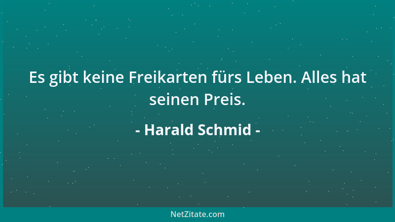 Harald Schmid - Es gibt keine Freikarten fürs Leben. Alles hat seinen Preis....
