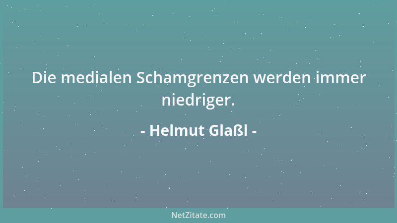 Helmut Glaßl - Die medialen Schamgrenzen werden immer niedriger....