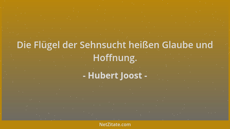 Hubert Joost - Die Flügel der Sehnsucht heißen Glaube und Hoffnung....