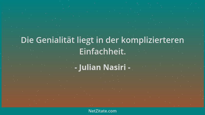 Julian Nasiri - Die Genialität liegt in der komplizierteren Einfachheit....