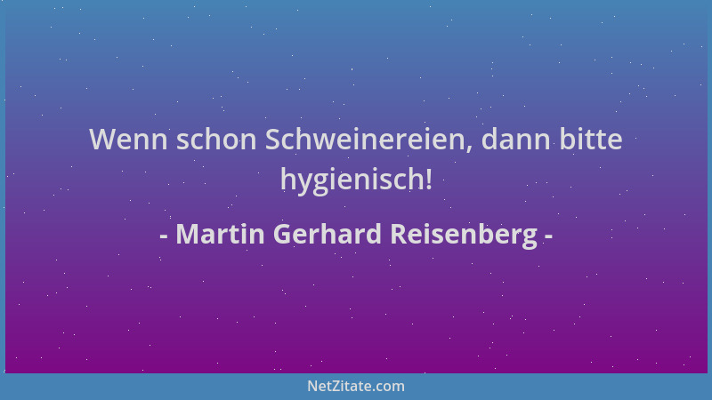 Martin Gerhard Reisenberg - Wenn schon Schweinereien, dann bitte hygienisch!...