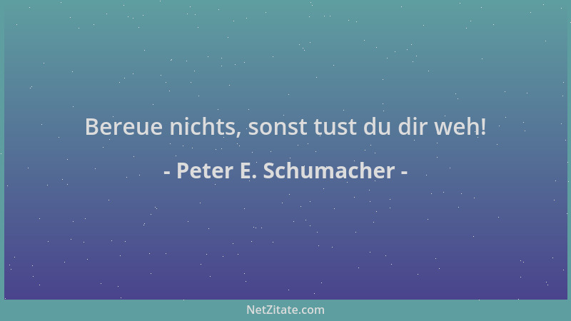 Peter E. Schumacher - Bereue nichts, sonst tust du dir weh!...