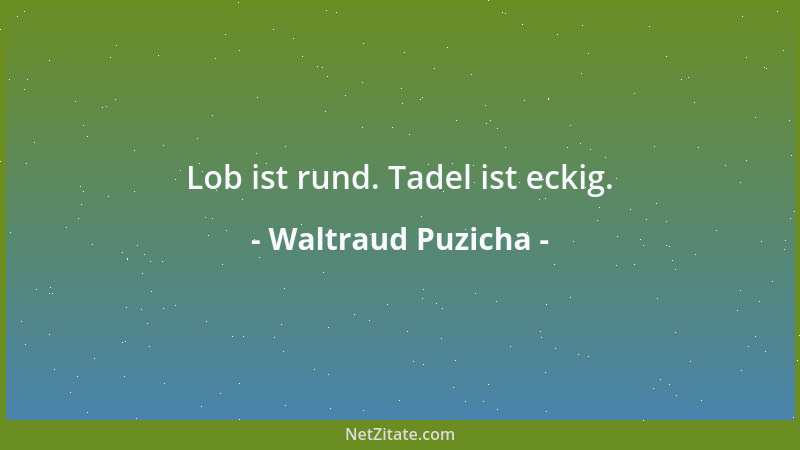 Waltraud Puzicha - Lob ist rund. Tadel ist eckig....