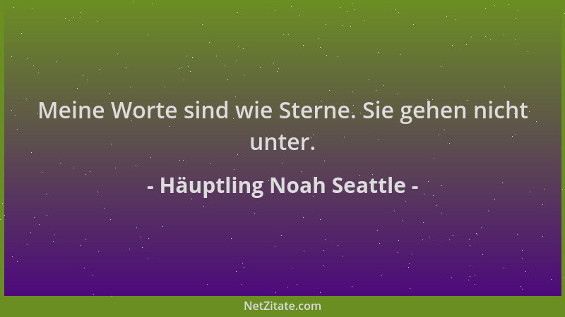 Häuptling Noah Seattle - Meine Worte sind wie Sterne. Sie gehen nicht unter....