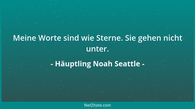 Häuptling Noah Seattle - Meine Worte sind wie Sterne. Sie gehen nicht unter....