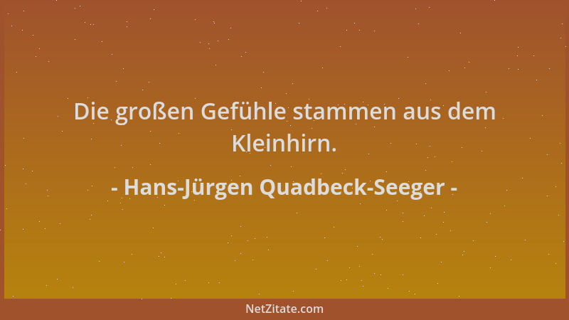 Hans-Jürgen Quadbeck-Seeger - Die großen Gefühle stammen aus dem Kleinhirn....