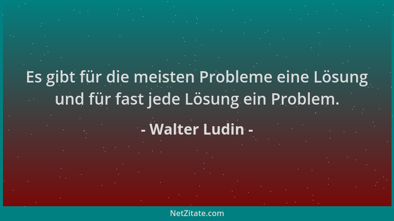 Walter Ludin - Es gibt für die meisten Probleme eine Lösung und für fast jede Lösung ein Problem....