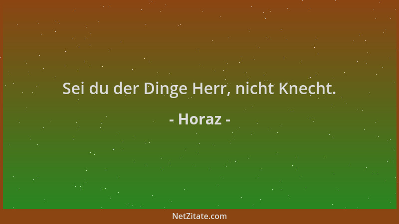 Horaz - Sei du der Dinge Herr, nicht Knecht....