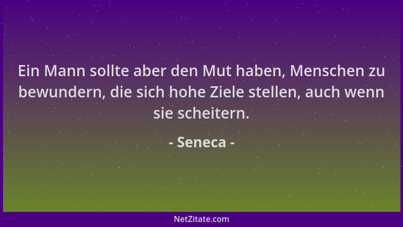 Seneca - Ein Mann sollte aber den Mut haben, Menschen zu bewundern, die sich hohe Ziele stellen, auch wenn sie scheitern....