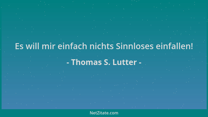 Thomas S. Lutter - Es will mir einfach nichts Sinnloses einfallen!...