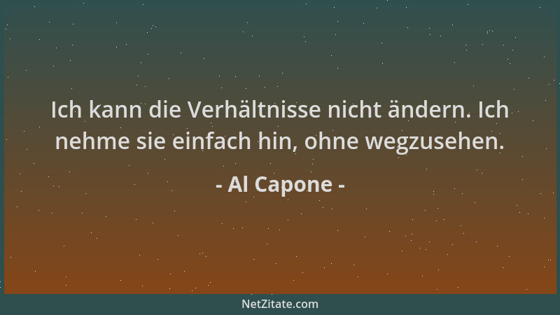 Al Capone - Ich kann die Verhältnisse nicht ändern. Ich nehme sie einfach hin, ohne wegzusehen....
