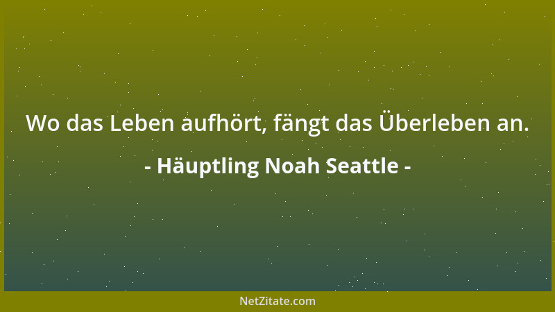 Häuptling Noah Seattle - Wo das Leben aufhört, fängt das Überleben an....